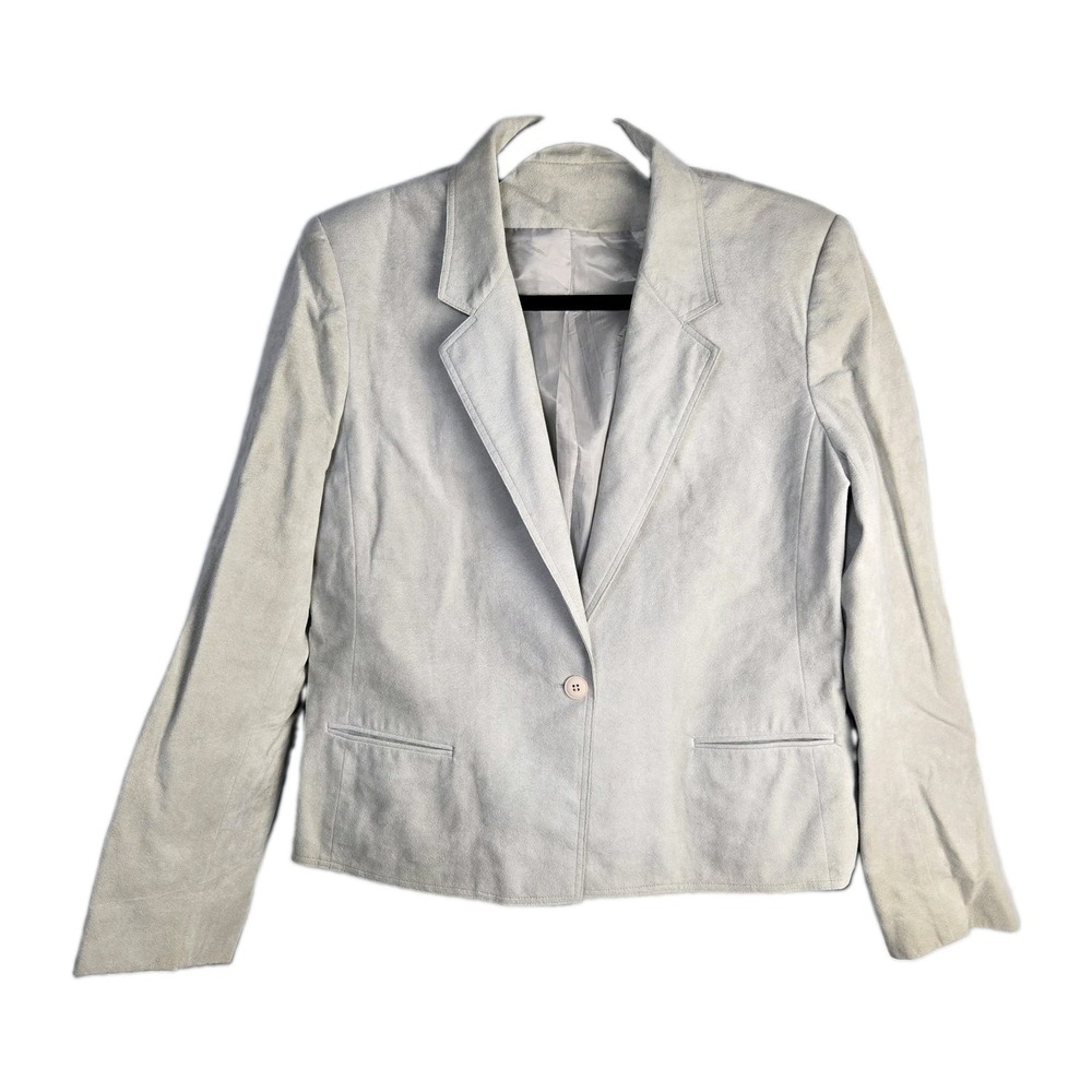 Vintage Ultrasuede ILGWU Blazer Jacket Womens 12 Dove Gray Classic Academia